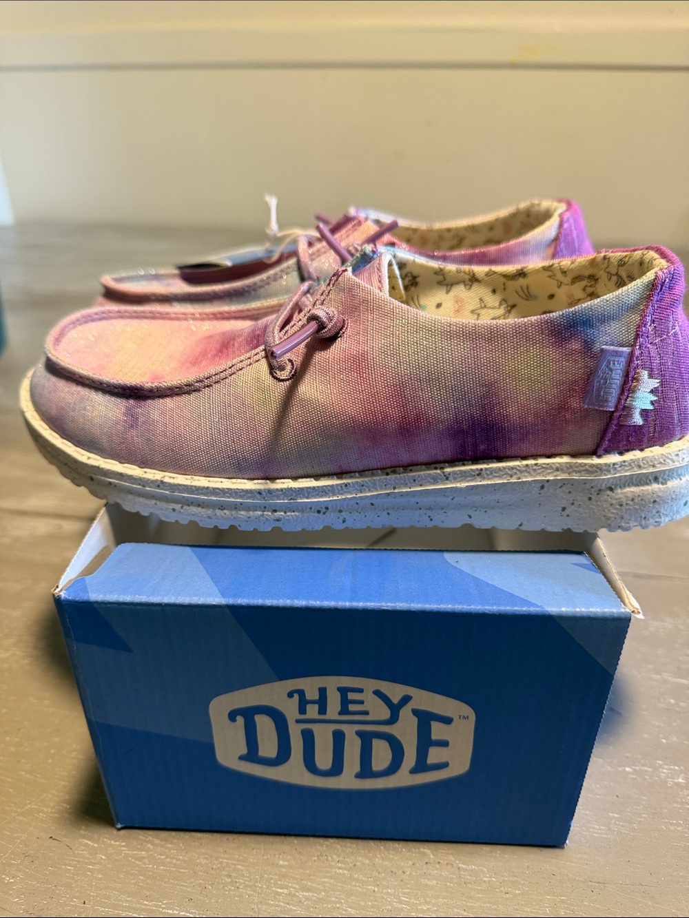 Hey Dude Kids Pink & Purple Tie-Dye Casual Slip-Ons